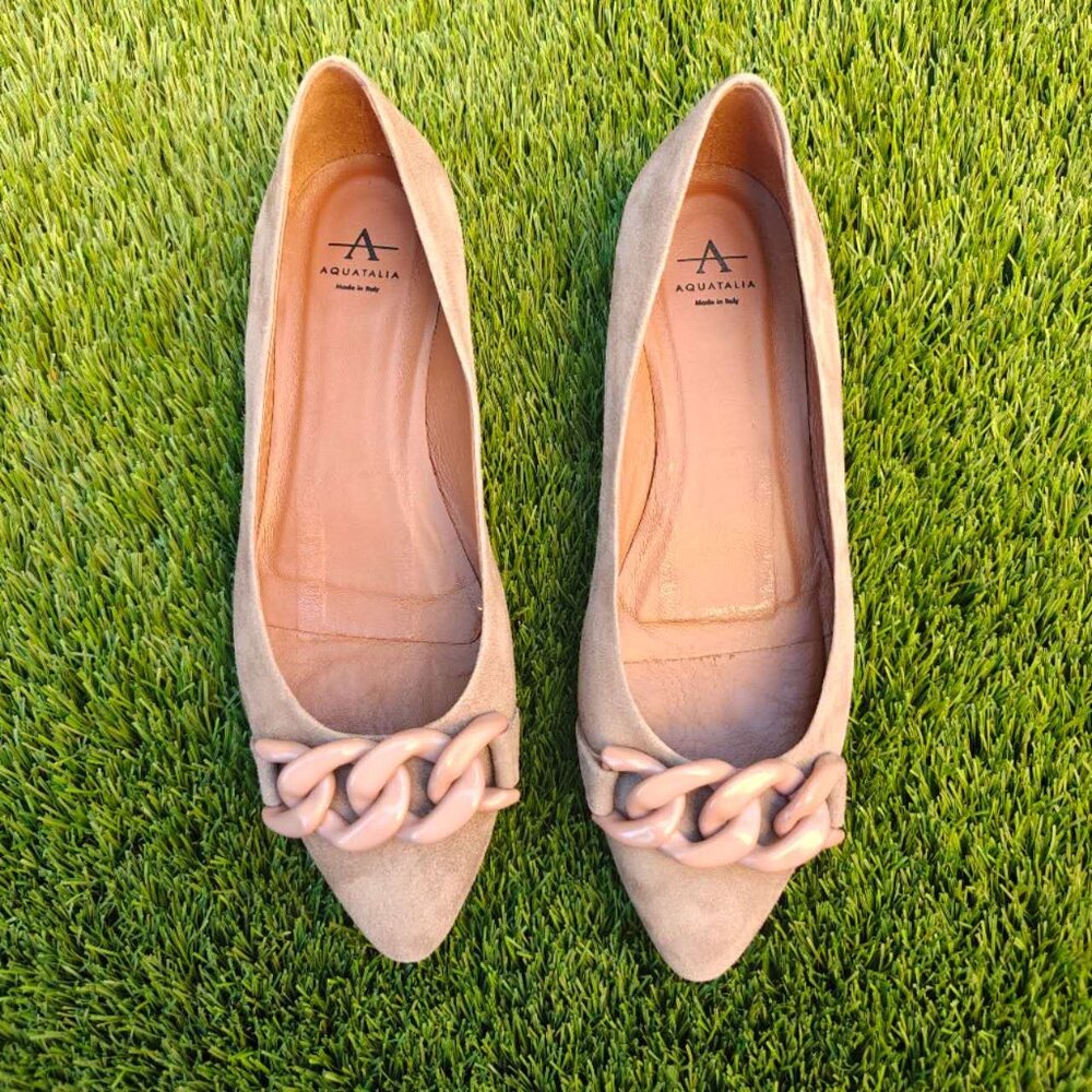 NEW Aquatalia Palina Weatherproof Ballerina Flat Leather Suede - Picture 4 of 7
